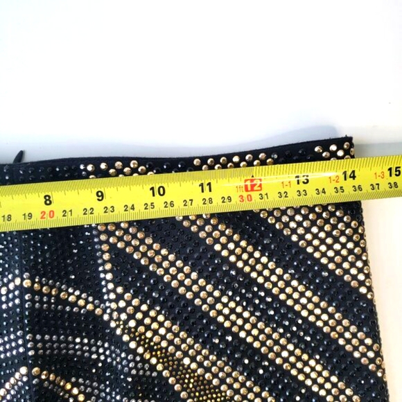 Art Deco Black Silver Gold Beaded Metal Studded FATE Boho Mini Skirt - Picture 8 of 13